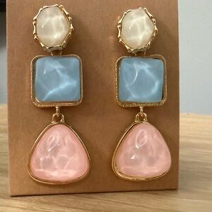 Chic Gold and Pastel Earrings